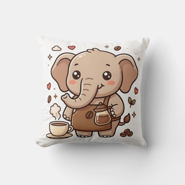 Almofada Travesseiro Estilo Kawaii de Elefante Bonito com A (Frente)