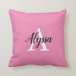 Almofada Travesseiro Estiloso Rosa com Letra Inicial Monogr