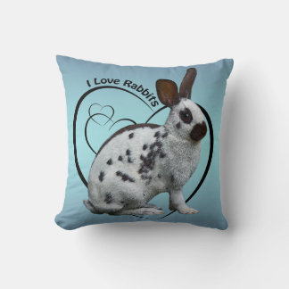 Almofada Travesseiro Eu Amo Coelhos (Azul Céu)