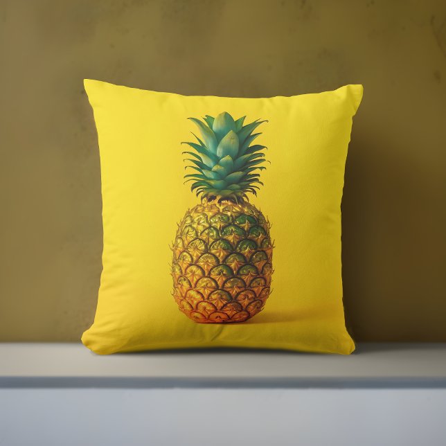 Almofada Travesseiro Exterior Amarelo de Ananás Moderno | T (Pineapple Yellow Pillow: Trendy Artistic Accent for Summer Vibes! 🍍☀️)