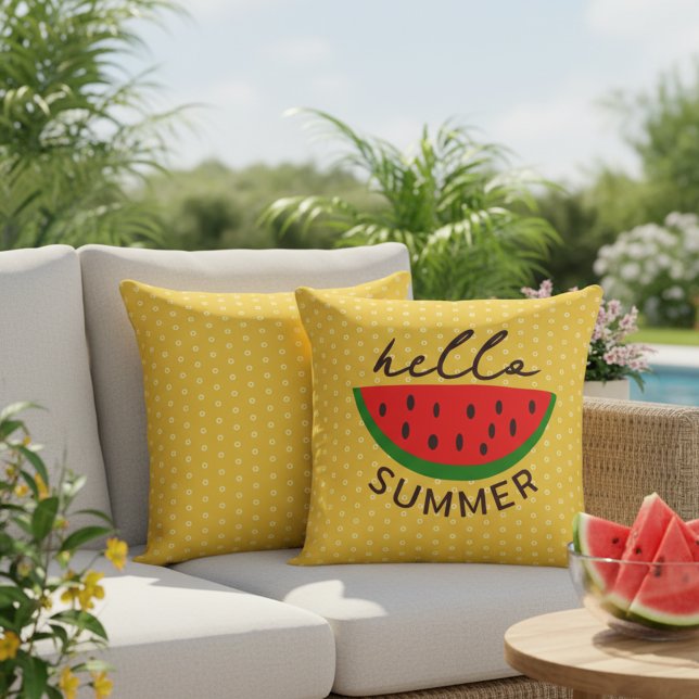 Almofada Travesseiro Exterior Amarelo de Verão Grande (Hello Summer! Sun yellow outdoor pillow to brighten your home! 🍉☀️)