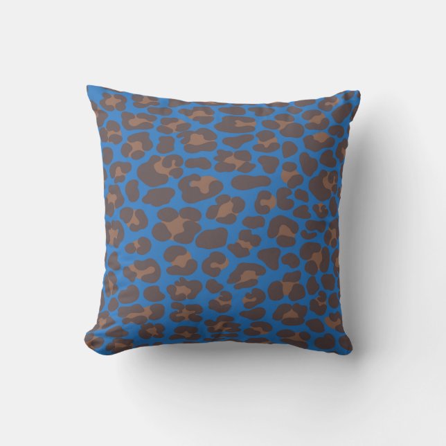 Almofada Travesseiro Exterior com Estampa de Leopardo Azul  (Frente)