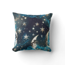 Travesseiro Fases da Lua Celestial Azul Gélido