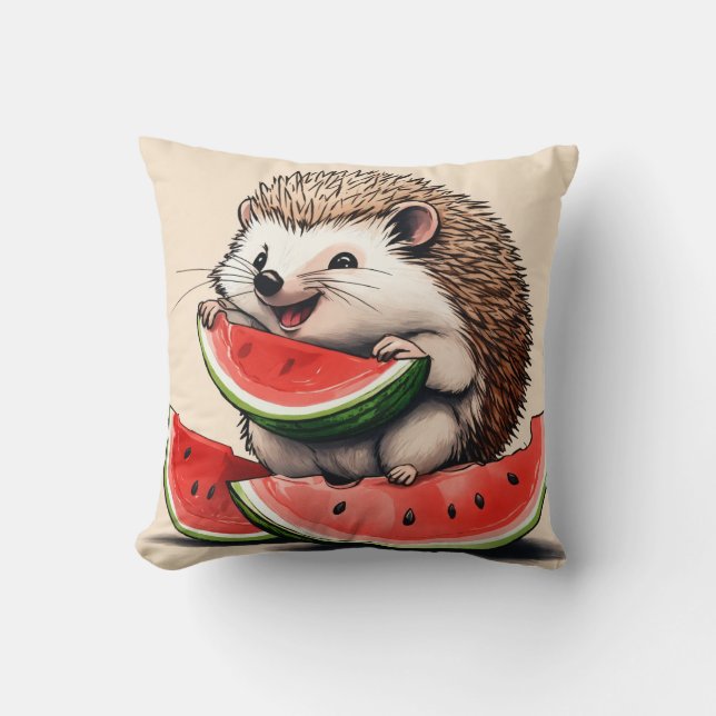 Almofada Travesseiro Feliz Hedgehog Watermelon Delight (Frente)