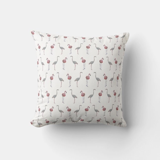 Almofada Travesseiro Flamingo Frenzy (Branco) (Frente)