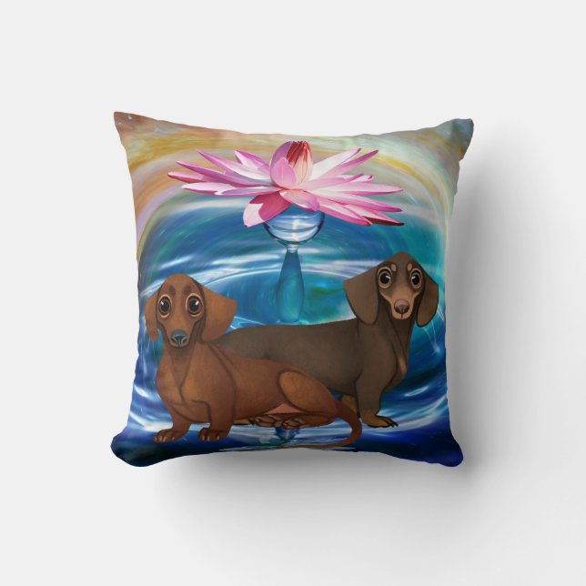 Almofada Travesseiro Flor Dachshund Lotus (Frente)
