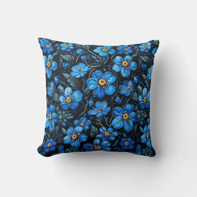 Almofada Travesseiro Floral Azul Presente para Mamãe Decora (Frente)