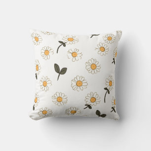 Almofada travesseiro floral branco com centro amarelo