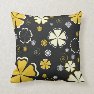 Almofada Travesseiro floral de creme preto & Dourado