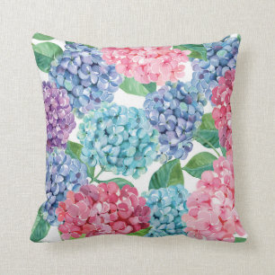 Almofada Travesseiro floral de Hydrangea Blooms pintado à