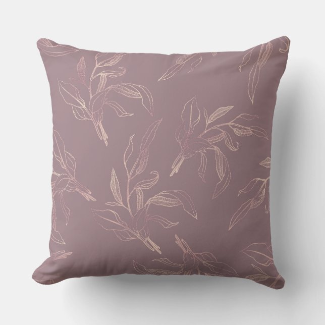 Almofada  Travesseiro Floral de Luxo Elegante Mauve/Taupe (Frente)