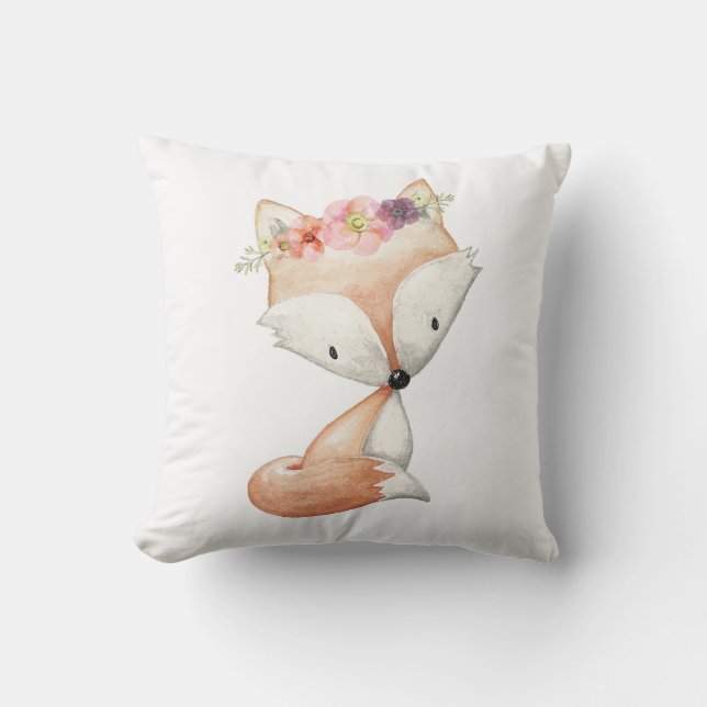 Almofada Travesseiro floral do berçário da floresta do Fox (Frente)
