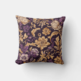 Almofada Travesseiro Floral Dourado e roxo