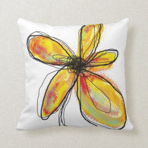 Almofada Travesseiro floral laranja-amarelo