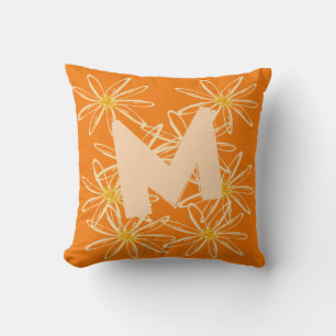 Almofada Travesseiro Floral Laranja Brilhante