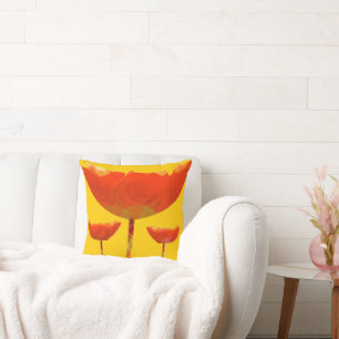 Almofada Travesseiro Floral Moderno Amarelo e Laranja