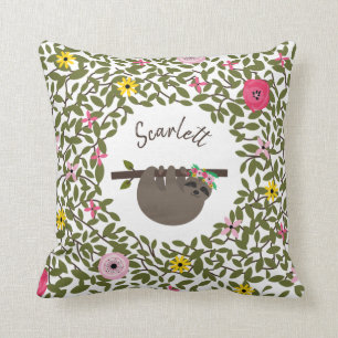 Almofada Travesseiro floral personalizado da preguiça do