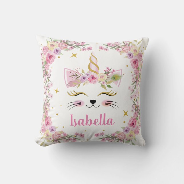Almofada Travesseiro floral pessoal de Caticorn (Frente)