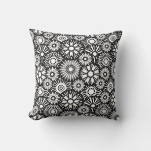 Almofada Travesseiro floral preto e branco