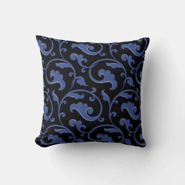Almofada Travesseiro floral preto e elegante chic moderno,  (Frente)