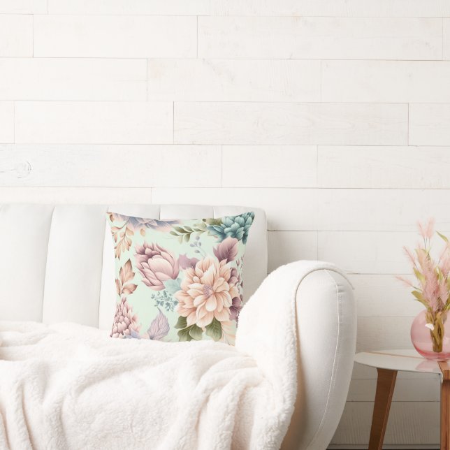 ALMOFADA TRAVESSEIRO FLORAL PRIMAVERA SAGE (Sofá)
