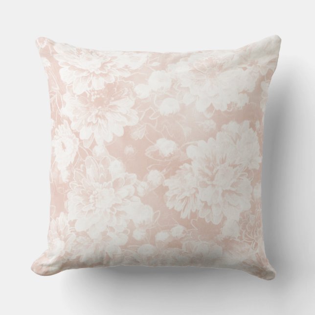 Almofada Travesseiro Floral Reversible Designer de Pêssego  (Frente)