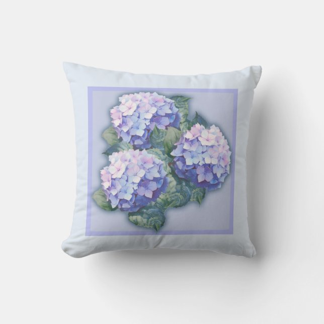 Almofada Travesseiro - floral romântico, flor, hidrangea (Frente)