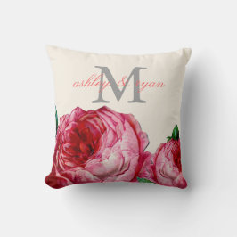 Almofada Travesseiro FLORAL ROSA MONOGRAM VINTAGE