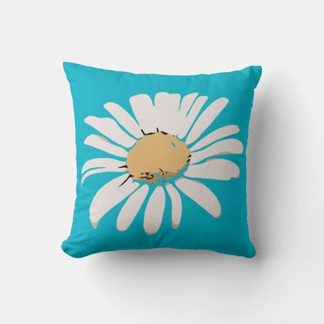 Almofada Travesseiro Floral Turquoise Daisy (Frente)