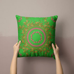 Almofada Travesseiro Floral Wreath em Verde