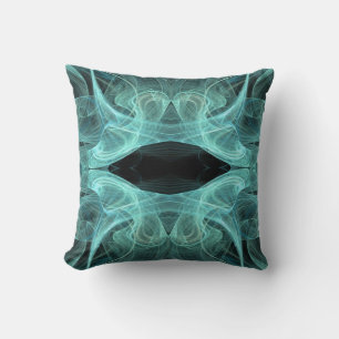 Almofada Travesseiro Fractal Abstrato Preto e Teal
