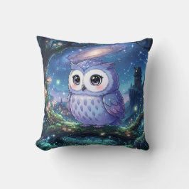 Almofada Travesseiro Galáxia Coruja Azul Estrelada