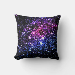 Almofada Travesseiro Galaxy Sparkle Stars Rosa Roxo Azul
