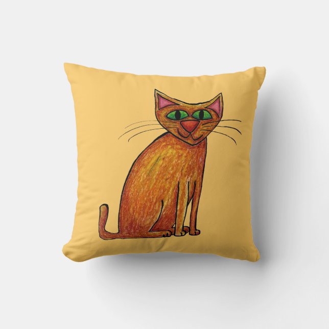 Almofada Travesseiro, Gato Laranja Feliz (Frente)