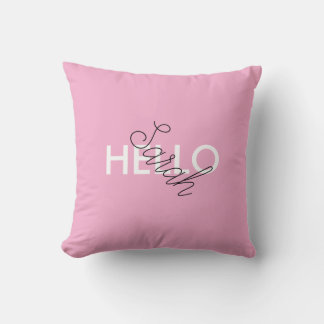 Almofada Travesseiro "Hello" rosa personalizado com nome pe