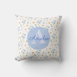 Almofada Travesseiro Infantil com Nome e Padrão Floral Meni
