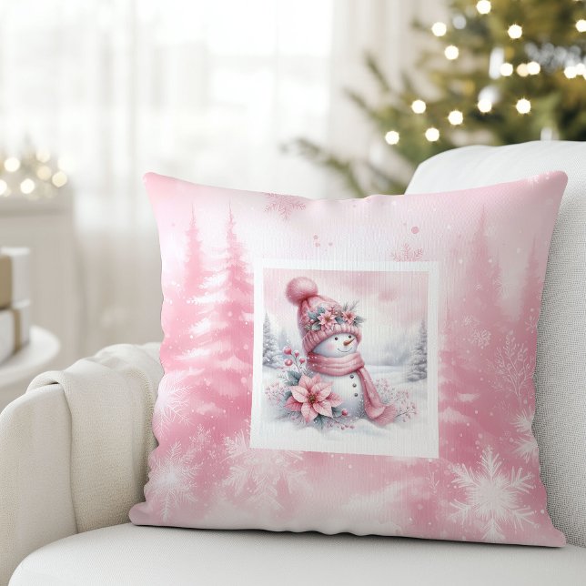 Almofada Travesseiro Infantil de Natal Floresta de Inverno  (Rustic Pinkmas Winter Forest Kids Holiday Pillow

)