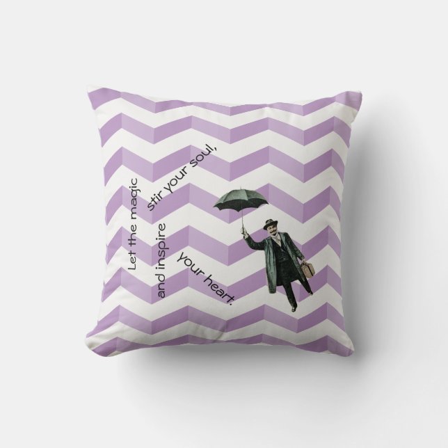 Almofada Travesseiro Inspirador com Chevron 3D e Homem Voad (Frente)