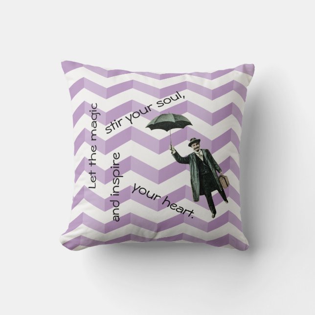 Almofada Travesseiro Inspirador com Chevron 3D e Homem Voad (Frente)