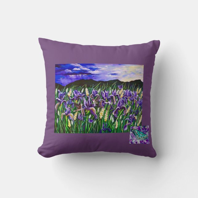 Almofada Travesseiro Iris Fields & Butterflies (Frente)