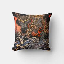 TRAVESSEIRO JAPONÊS DRAGÃO C/ PADRÃO DE NUVEM