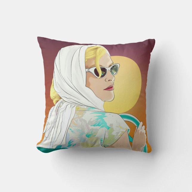 Almofada travesseiro legal 60s da ilustração da mulher do (Frente)