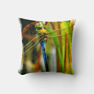 Almofada Travesseiro, libélula verde e azul-lacrimogêneo, o