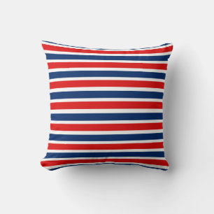 Almofada Travesseiro listrado branco e azul vermelho