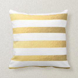 Almofada Travesseiro listrado branco e Dourado