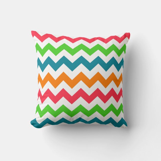 Almofada Travesseiro Listrado em Zigue-Zague Chevron Tropic (Frente)