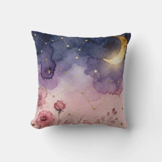 Almofada Travesseiro Lua Celestial Aquarela - Arte Sonhador