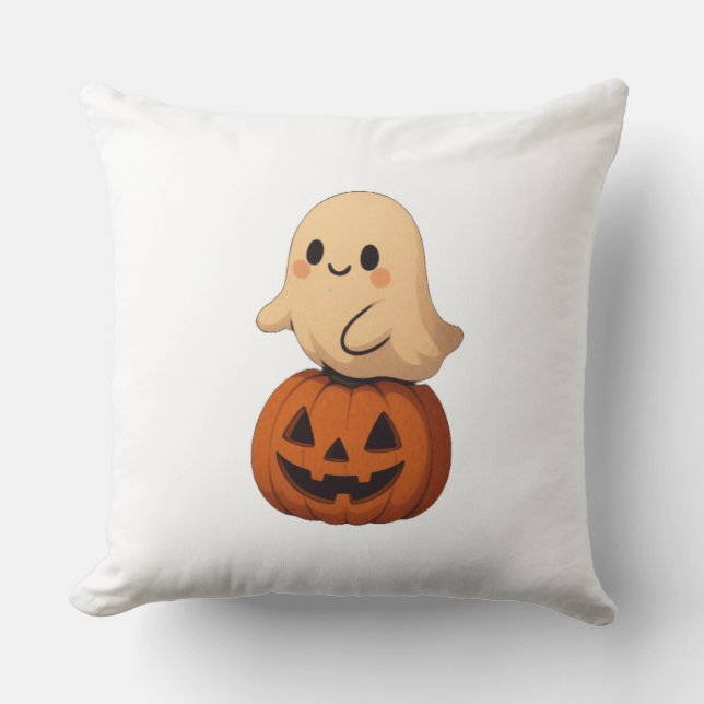 Almofada Travesseiro macio de Halloween com um fantasma fof (Frente)