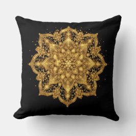 Almofada Travesseiro Mandala Dourado Luxo Decoração Lançar 