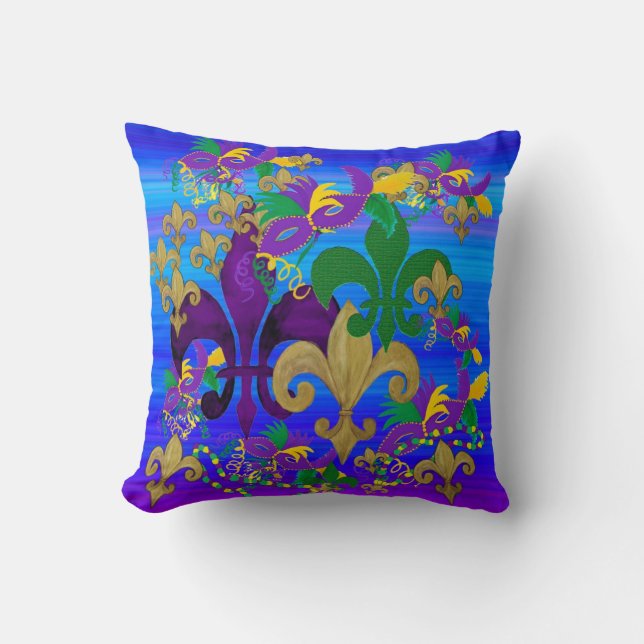 Almofada Travesseiro Mardi Gras Fleur de lis (Frente)